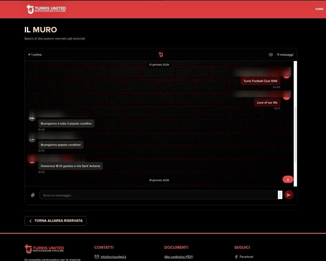 Nasce il “Muro” di Turris United: il nuovo spazio riservato ai soci