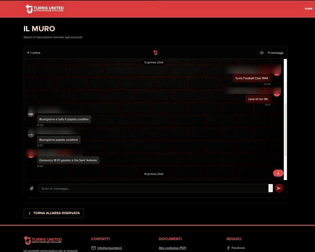 Nasce il “Muro” di Turris United: il nuovo spazio riservato ai soci